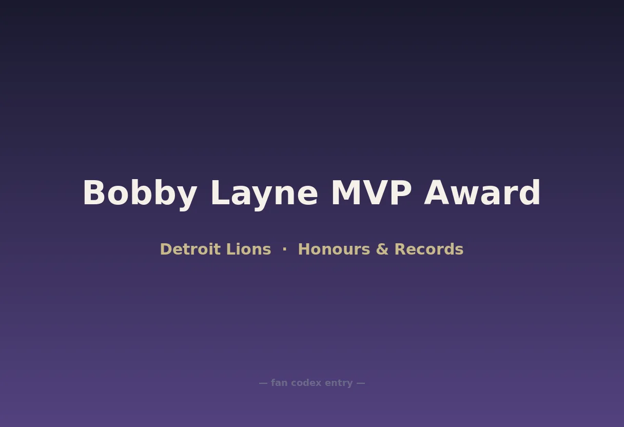 Bobby Layne MVP Award