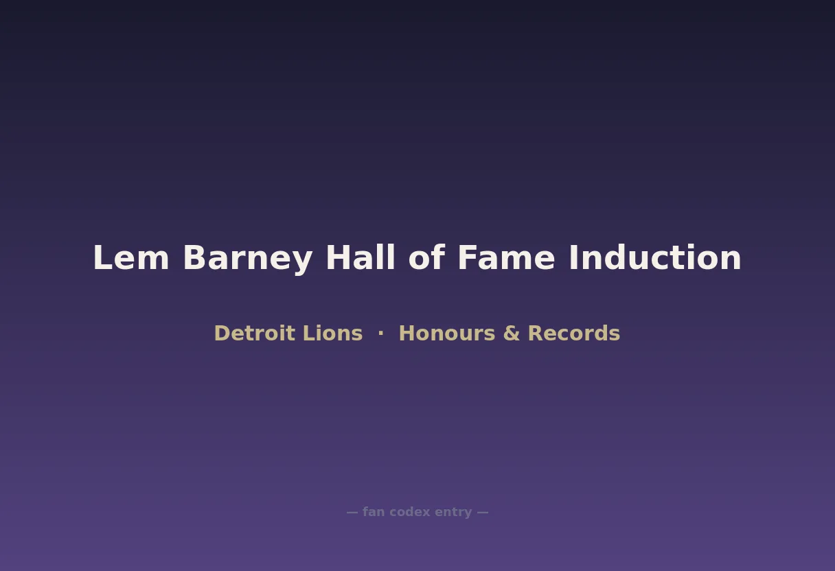 Lem Barney Hall of Fame Induction